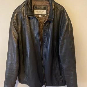 Mens Large tall Dark Brown Leather Coat